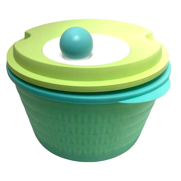 Tupperware Salad Spinner With Lid & Basket Green/Turquoise Plastic - Picture 1 of 9